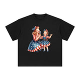 American Mom & Girl Graphic Tee-INNBLAC Fashion Apparel