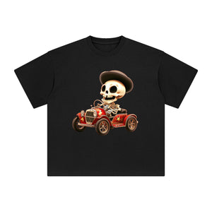 Cute Skeleton Driving Graphic Tee-INNBLAC Fashion Apparel