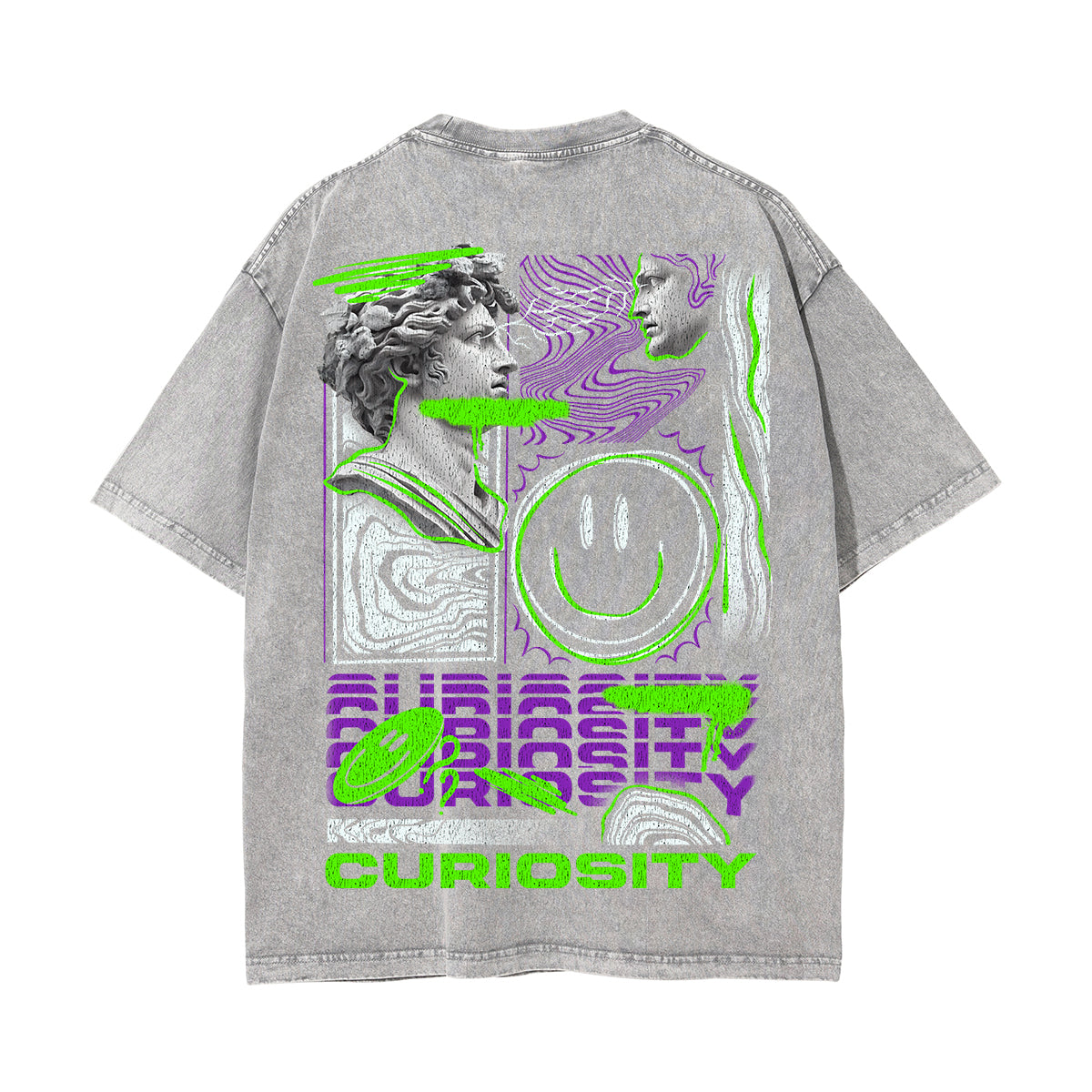 Curiosity Graphic Stone Wash Tee-INNBLAC Fashion Apparel