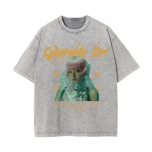 Cybernetic Gir Y2k Streetwear Graphic Tee-INNBLAC Fashion Apparel