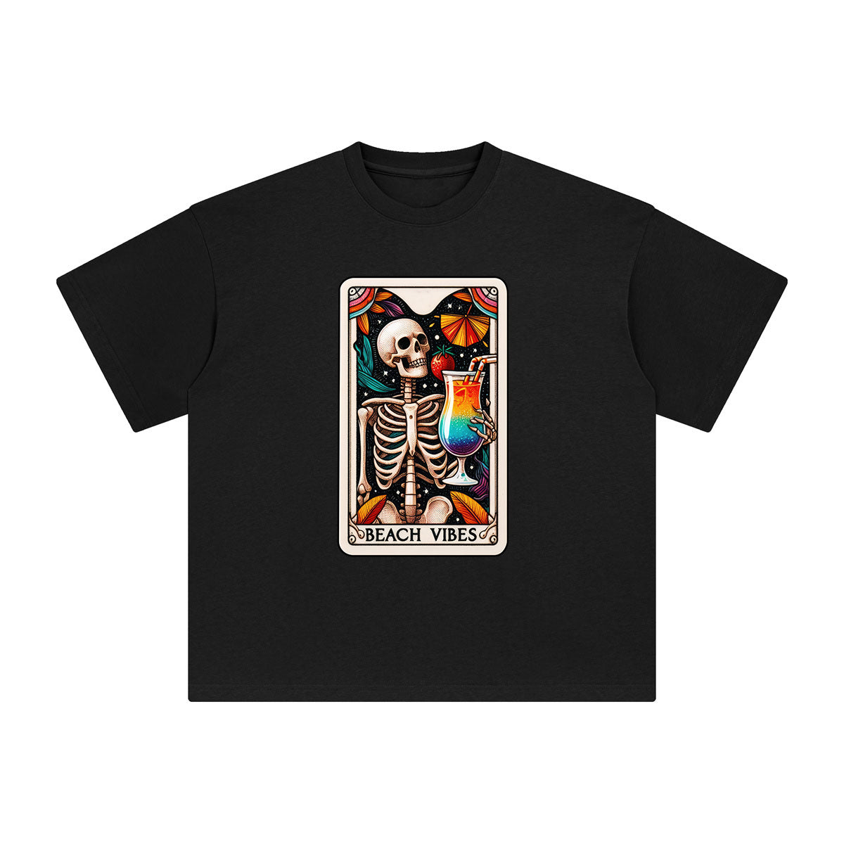 Beach Vibes Skeleton Graphic Tee-INNBLAC Fashion Apparel