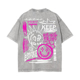 Keep Smiling Graffiti Washed Tee-INNBLAC Fashion Apparel