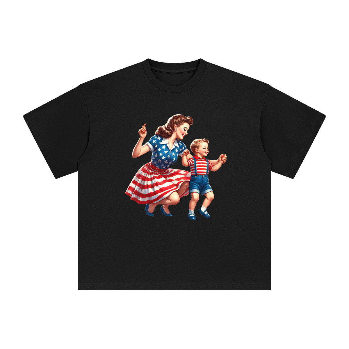 American Mom & Baby Boy Graphic Tee-INNBLAC Fashion Apparel