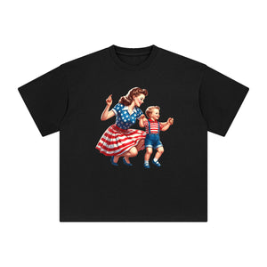 American Mom & Baby Boy Graphic Tee-INNBLAC Fashion Apparel