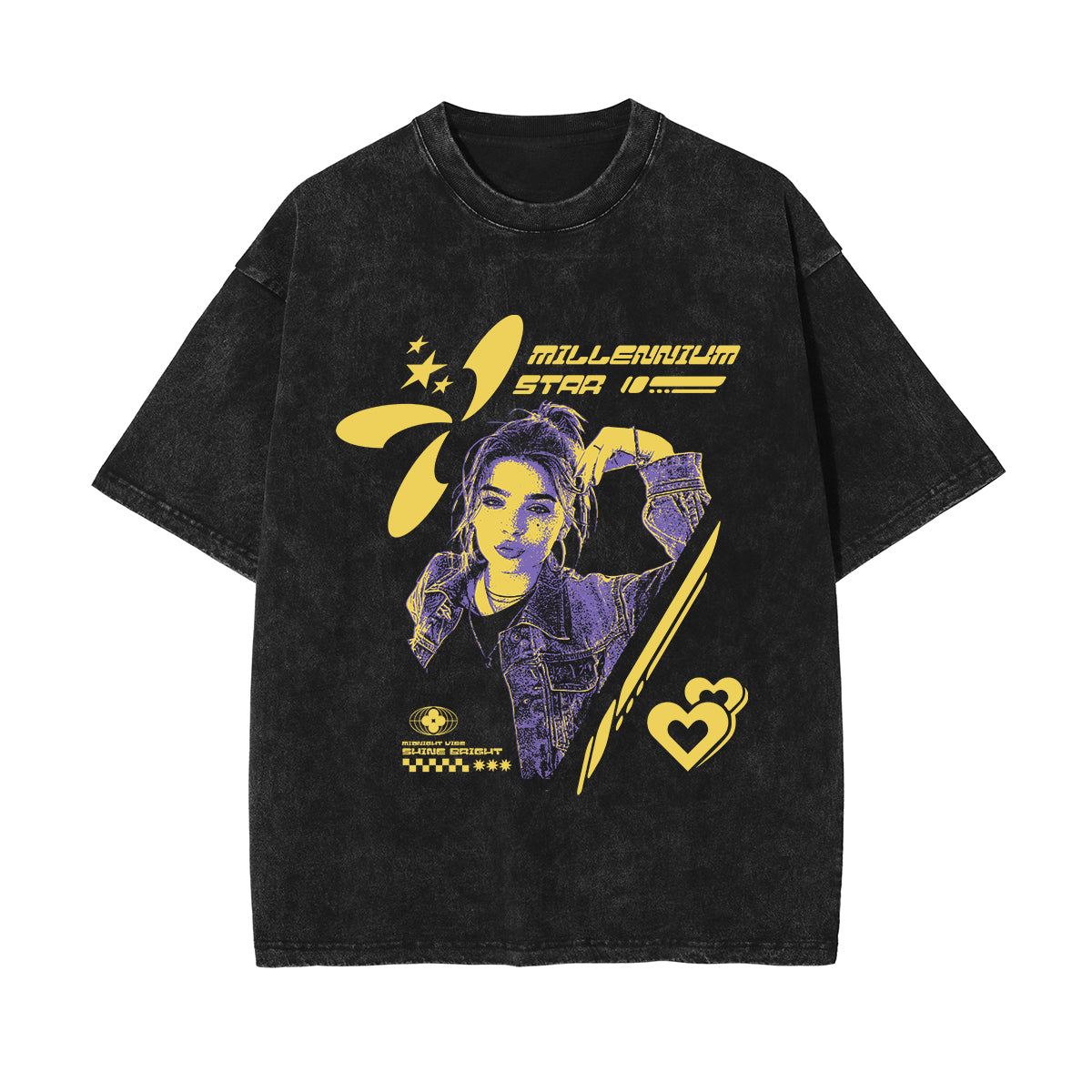 Millennium Star Y2K Stone Wash Graphic Tee-INNBLAC Fashion Apparel