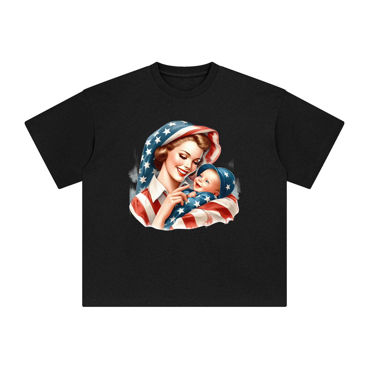 American Mom & Baby Boy Graphic Tee-INNBLAC Fashion Apparel