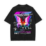 Butterfly Streetwear Chrome Graphic Washed Tee-INNBLAC Fashion Apparel