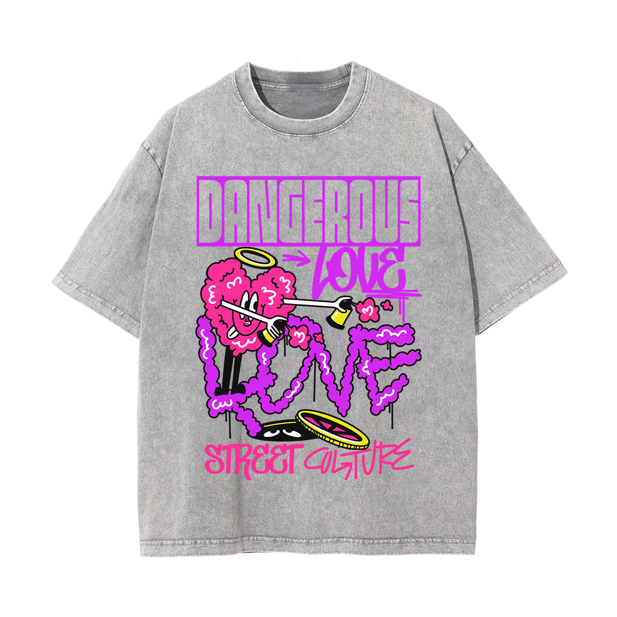 Dangerous Love Graffiti Cartoon Graphic Tee-INNBLAC Fashion Apparel