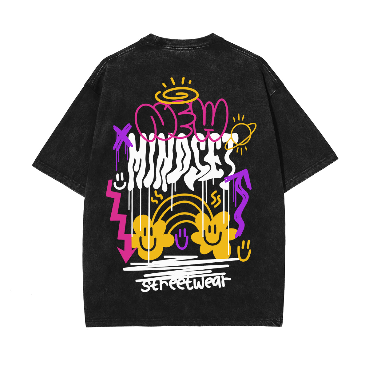 New Mindset Graffiti Washed Tee-INNBLAC Fashion Apparel