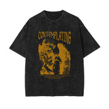 Contemplating Streetwear Stone Wash Graphic Tee-INNBLAC Fashion Apparel