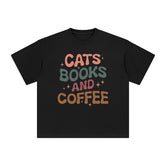 Cats Books And Coffee Graphic Tee-INNBLAC Fashion Apparel