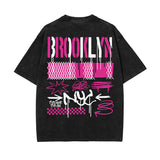 Brooklyn Graffiti Stone Wash Graphic Tee-INNBLAC Fashion Apparel