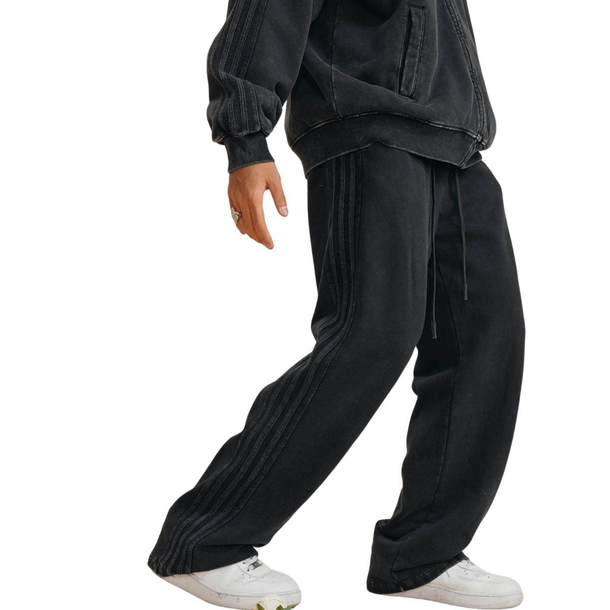 Side-Stripe Baggy Track Pants-INNBLAC Fashion Apparel