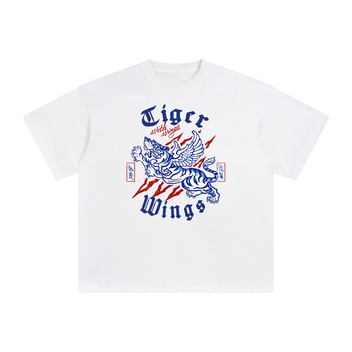 Chinese Characters Tiger With Wings Graphic Tee-INNBLAC Fashion Apparel