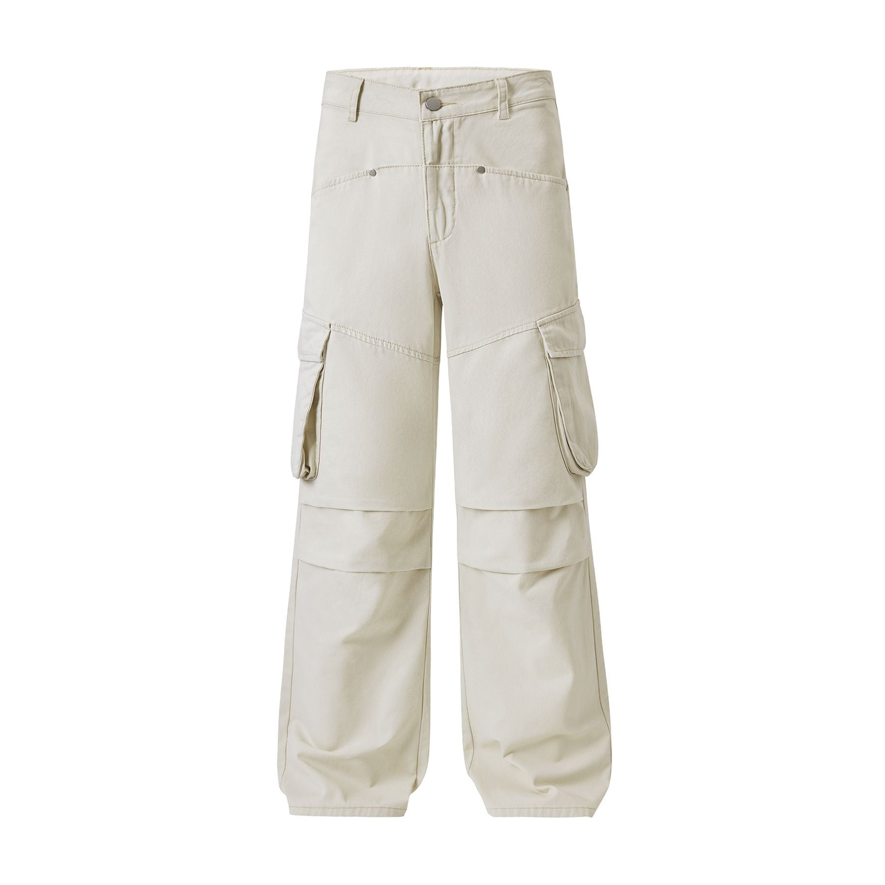 Beige Baggy Cargo Pants-INNBLAC Fashion Apparel