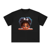 Peeking Boo Girl Graphic Tee-INNBLAC Fashion Apparel