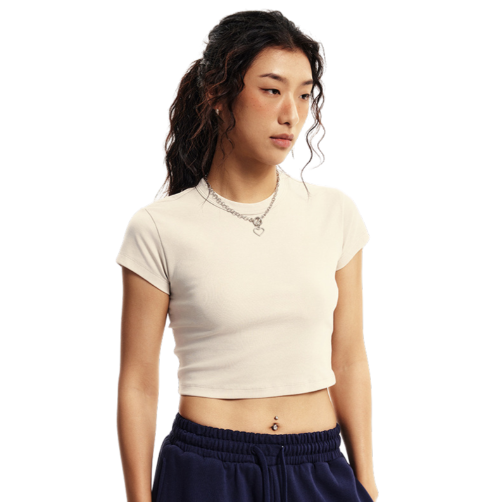 Crew Neck Slim Crop Top 7oz-INNBLAC Fashion Apparel