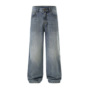 Straight Leg Faded Denim Pants-INNBLAC Fashion Apparel