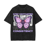 Stay Motivated Butterfly Urban Graphic Tee-INNBLAC Fashion Apparel