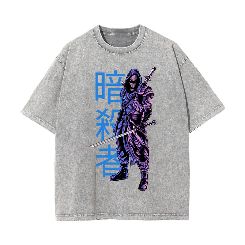 Urban Ninja Stone Wash Graphic Tee-INNBLAC Fashion Apparel