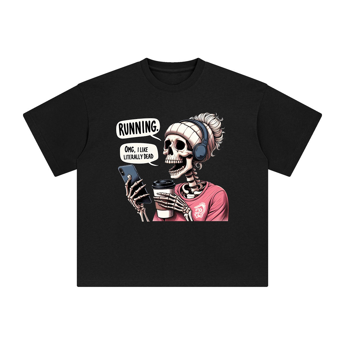 Skeleton With phone Graphic Tee-INNBLAC Fashion Apparel