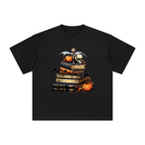 Halloween Book & Skull Graphic Tee-INNBLAC Fashion Apparel