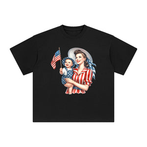 American Mom & Baby Boy Graphic Tee-INNBLAC Fashion Apparel