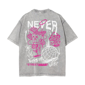 Never Regret Graffiti Graphic Washed Tee-INNBLAC Fashion Apparel