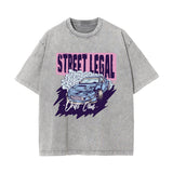 Street Legal Drift Car Stone Wash Graphic Tee-INNBLAC Fashion Apparel