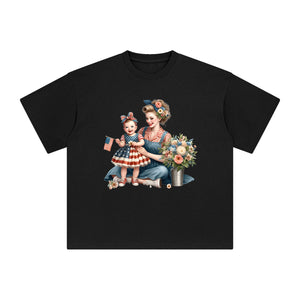 American Mom & Baby Girl Graphic Tee-INNBLAC Fashion Apparel