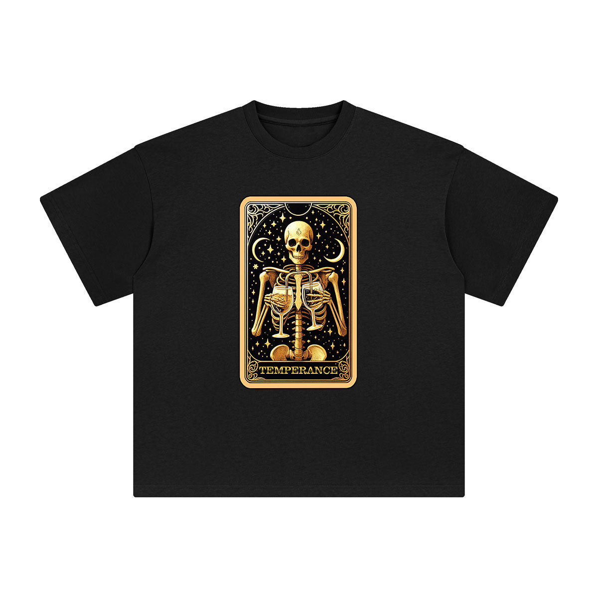 Temperance Skeleton Card Graphic Tee-INNBLAC Fashion Apparel