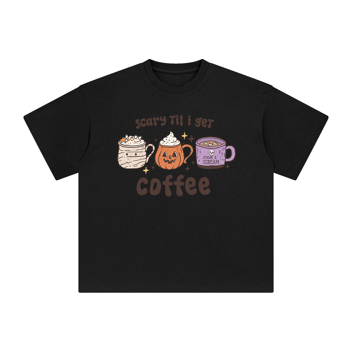 Scary Til I Get Coffee Graphic Tee-INNBLAC Fashion Apparel