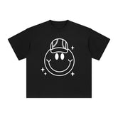 Smiley Emoji With Baseball Cap Graphic Tee-INNBLAC Fashion Apparel