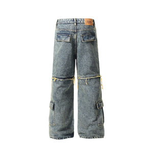 Multi-Pocket Patchwork Jeans-INNBLAC Fashion Apparel