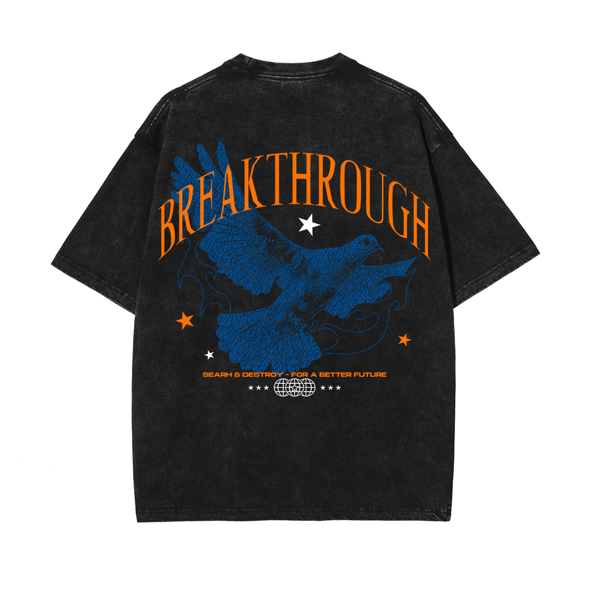 Breakthrough Streetwear Stone Wash Graphic Tee-INNBLAC Fashion Apparel