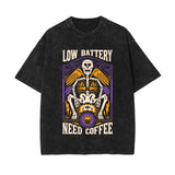 Low Battery Need Coffee Graphic Tee-INNBLAC Fashion Apparel