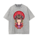 Japanese Geisha Stone Wash Graphic Tee-INNBLAC Fashion Apparel