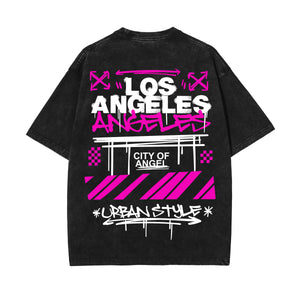 Los Angeles Graffiti Graphic Washed Tee-INNBLAC Fashion Apparel