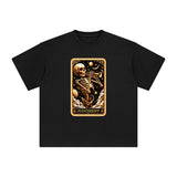 Skeleton Playing Trumpet Card Graphic Tee-INNBLAC Fashion Apparel