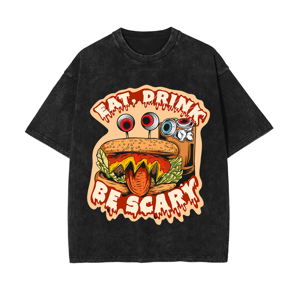 Eat Drink Be Scary Graphic Tee-INNBLAC Fashion Apparel