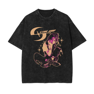 Stargaze Y2K Stone Wash Graphic Tee-INNBLAC Fashion Apparel