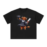 Graduation Highland Cow Graphic Tee-INNBLAC Fashion Apparel