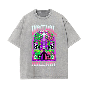 Virtual Hallway Washed Graphic Tee-INNBLAC Fashion Apparel