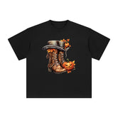 Boots And Pumpkin Graphic Tee-INNBLAC Fashion Apparel