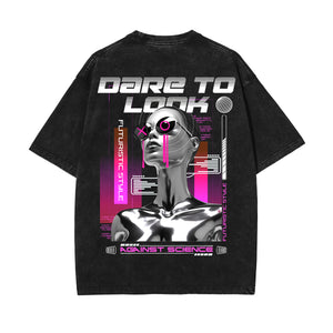 Futuristic Streetwear Chrome Graphic Tee-INNBLAC Fashion Apparel