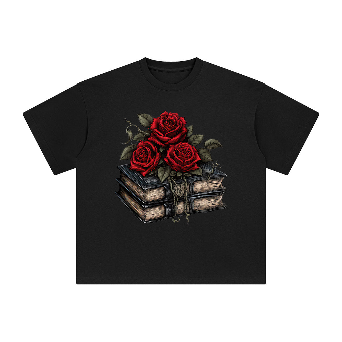 Books & Rose Graphic Tee-INNBLAC Fashion Apparel