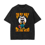 Cute Cat Stone Wash Graphic Tee-INNBLAC Fashion Apparel