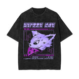 Street Cat Y2K Japanese Graphic Tee-INNBLAC Fashion Apparel