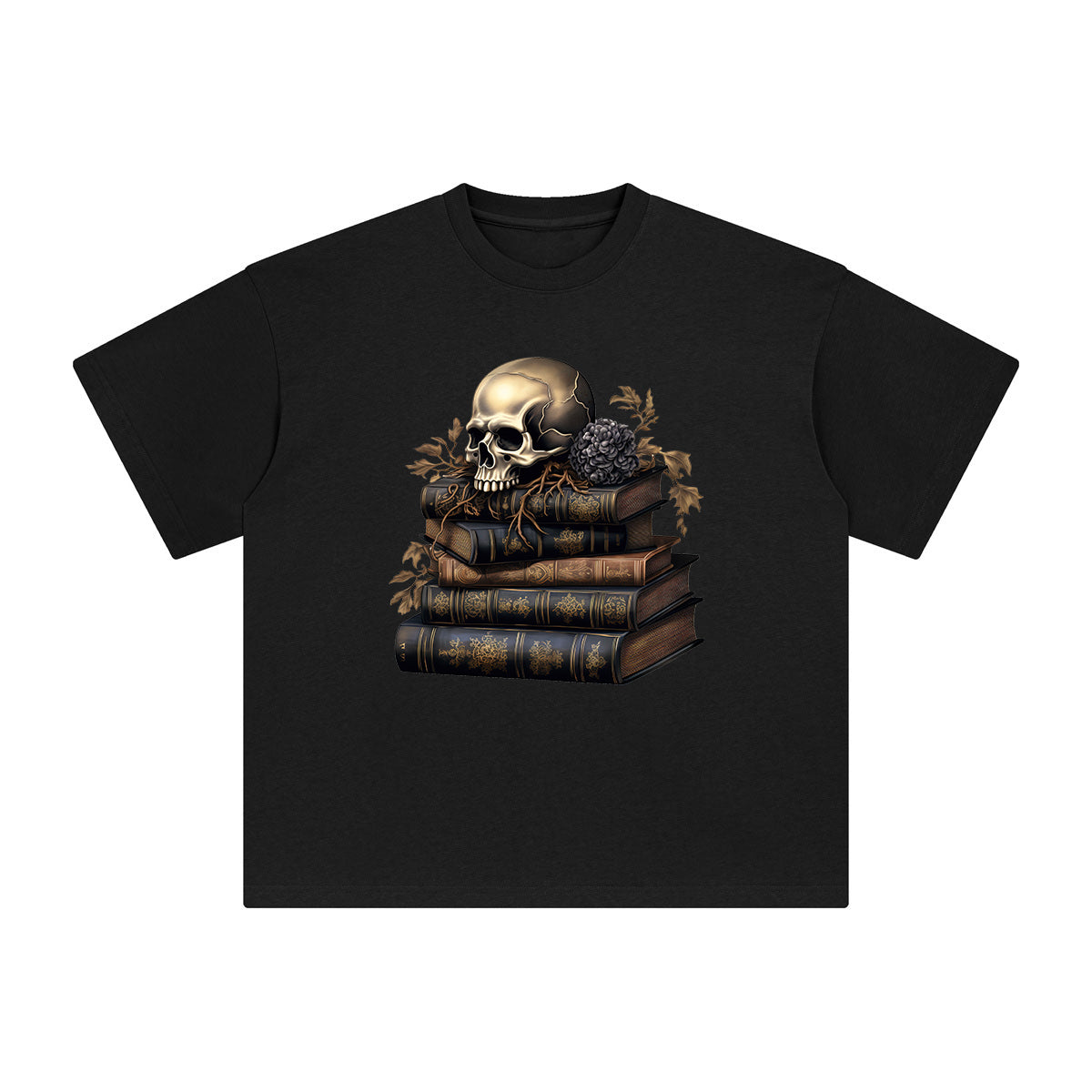 Books Skull Graphic Tee-INNBLAC Fashion Apparel