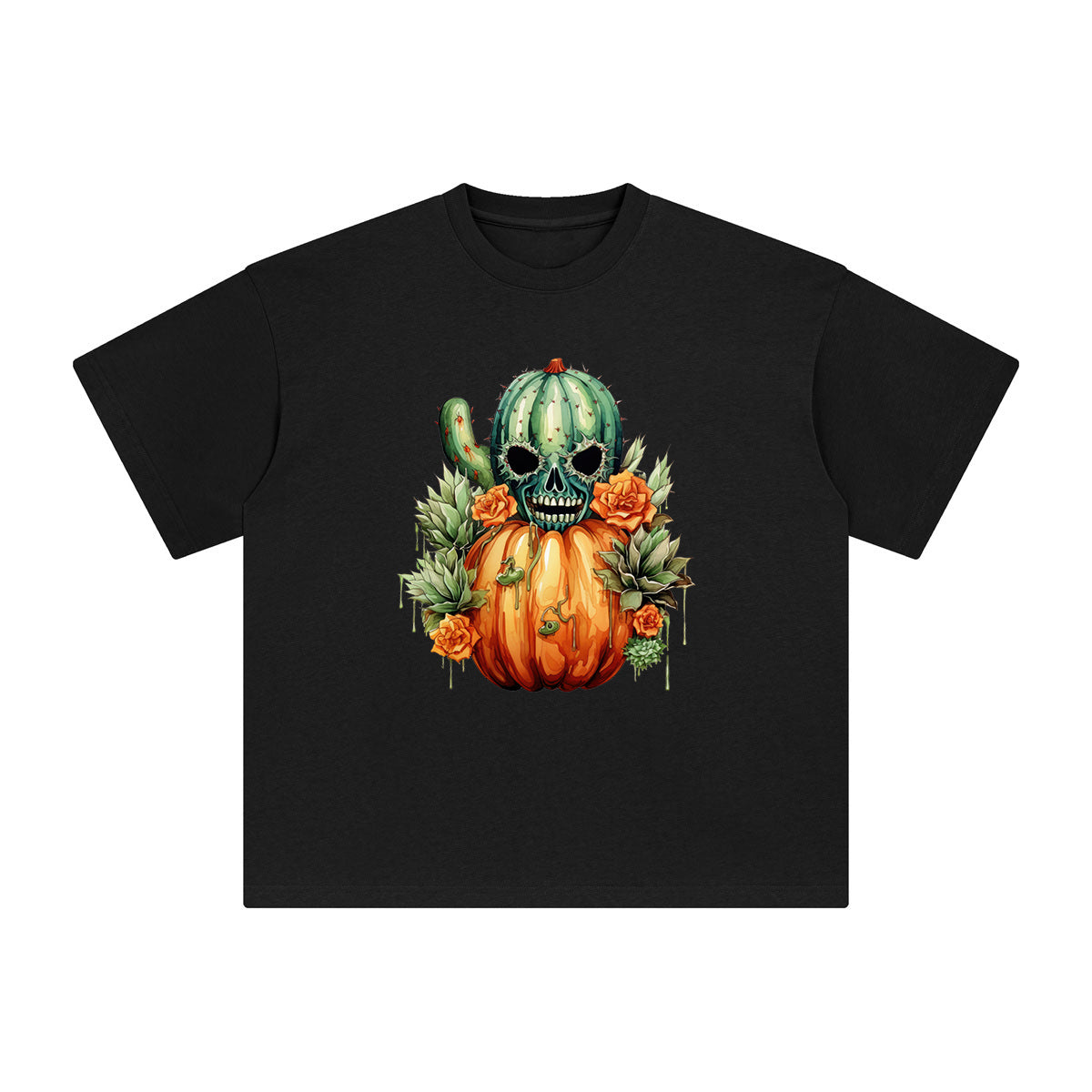 Cactus And Pumpkin Graphic Tee-INNBLAC Fashion Apparel